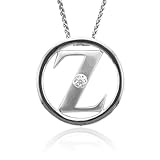 Sterling Silver Alphabet Initial Letter Z Diamond Pendant Necklace (HI, SI3-I1, 0.05 carat) - All 26 Letters Available