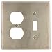 Leviton SSJ18-40 2-Gang, 1-Toggle, 1-Duplex Receptacle Stainless Steel, Midway Size Wallplate, Stainless Steel