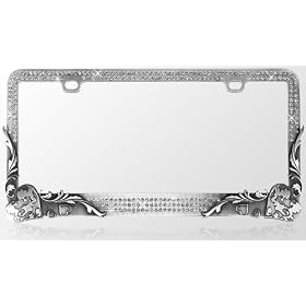Buy Car Metal License Plate Frame - Vintage Hearts Gun Metal and T-Smoke Diamond... now!
