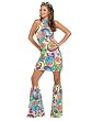 Sexy Hippie Costume Retro Mock Neck Mini Dress 60s Design Leg Covers