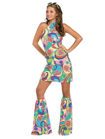 Sexy Size Hippie Costume Retro Mock Neck Mini 