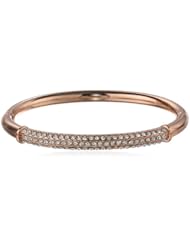Rose-Tone Pave Clear Crystal Bangle Bracelet, 7"