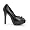 6 Inch Heel 2 Inch Platform Peep Toe Pump Black Flower Detail Sexy Shoes Size: 6
