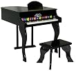 New Black Childs Wood Toy Grand Piano With Bench Kids Piano 30 Key