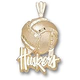 University of Nebraska Huskers Volleyball Pendant (Gold Plated)