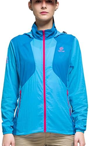 Women's Windbreaker Super Lightweight Jacket UV Protection Waterproof Skin Coat Blue XXL