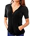 Short Sleeve Front Zip Hoodie Sweater with Front Pockets