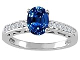1.62 cttw Genuine Lab Created Sapphire and Diamond Solitaire Engagement Ring - 14kt White Gold