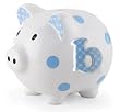 Mud Pie Initial Baby Boy Blue Initial Ceramic Polka Dot Piggy Bank, Letter B