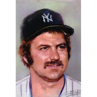 Professionally Framed Thurman Munson New York Yankees Captain Baseball Poster - 13x19 with RichAndFramous Black Wood Frame