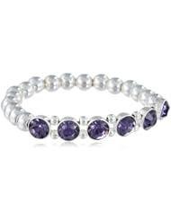 Nine West "Studded Statement" Silver-Tone Tanzanite Colored Stretch Bracelet, 2.6"