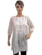 Cotton Kurtis for Womens Splashed White Net Embroidered Dress Tunic Top Small Size