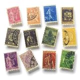 Set of 12 French Postage Stamps Large Magnets