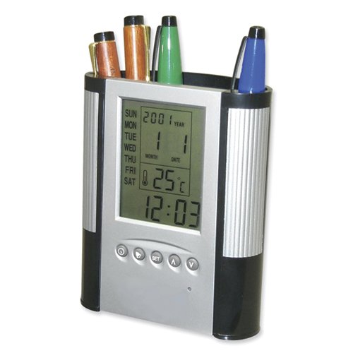 Desk Clock Pen Holder