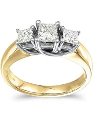 Birthstone Company 14k Yellow Gold 1.00 Ct Three Stone Trellis Diamond Ring