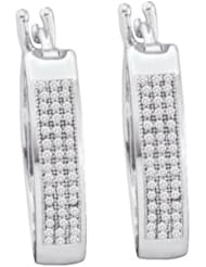 10K White Gold 0.25CT White Diamond Micro-Pave Hoops