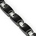Spikes Mens 316L Stainless Steel Paved Gem Links Black Ceramic Bracelet
