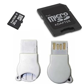 SanDisk 32GB MicroSD SDHC Class 2 with MicroSDHC Adapter and N111 USB adapter (Bulk Packaging)
