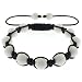 Hot 10mm White Solid Crystal Ball Adjustable Men's Bracelet