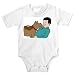 Onesie with man, body, affection, individual, person, licking, dog, human, persons, face, people, pet, animal, love