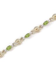 14kt Yellow Gold Oval Peridot and Diamond Bracelet