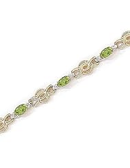 14kt Yellow Gold Oval Peridot and Diamond Bracelet