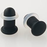 Pair of Glass Single Flared Solid Plugs: 6g Matte Black