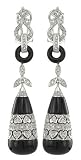 14K White Gold Onyx and Diamond Earrings