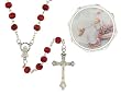 Baptism - Rose Scented Wood Rosary In Plastic Case - 4mm Bead - 27in. Necklace - 19in. Overall Length