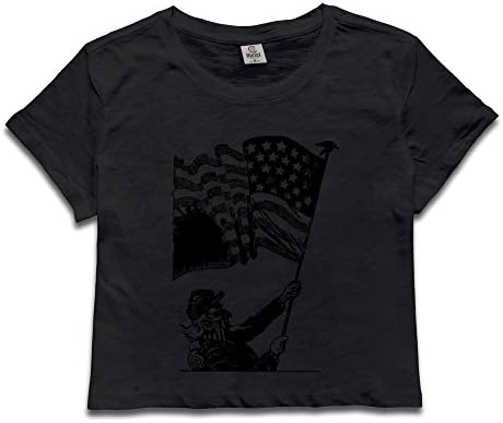 Womens Uncle Sam And American Flag Dew Navel Tops