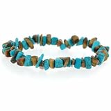 Genuine Tiger Eye and Reconstituted Turquoise Chip Bracelet