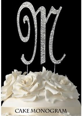Letter M Monogram Rhinestone Cake Topper Oh My Favors