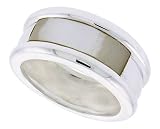Sterling Silver Ladies' Band w/ a Rectangular Mother of Pearl, 3/8 (10mm) wide