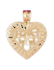 Dazzlers Solid 14k Gold Best Mom Heart Charm Pendant Available in three colors from jewelsberry (weights: 2.4 grams only)