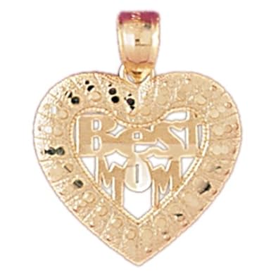 Cheap Girls Jewelry Dazzlers Solid 14k Gold Best Mom Heart Charm Pendant Available in three colors from jewelsberry (weights: 2.4 grams only) For Sale