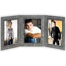 Triple 8x10 Black Marble cardstock photo frame w/black foil border sold in 10's - 8x10