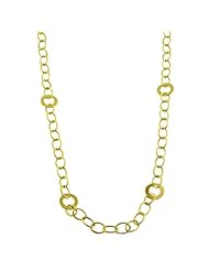 14k Yellow Gold Oval Link Open Circle Station Necklace