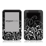 B&W Fleur Design Protective Decal Skin Sticker for Amazon Kindle Keyboard / Keyboard 3G (3rd Gen) E-Book Reader - High Gloss Coating