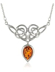 Sterling Silver Honey Amber Celtic Necklace