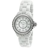 Peugeot Women's PS4885WT Swiss Ceramic Swarovski Crystal White Dial Watch