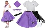Hip Hop 50s Shop 7 Piece Child Poodle Skirt Outfit, Size 6 Purple