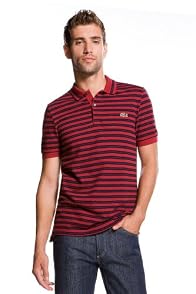 LACOSTE! Short Sleeve Double Stripe Pique Polo
