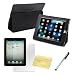 HDE® Black Magnetic Folding Cover Case Stand for iPad 1st Generation + Screen Protector + Stylus