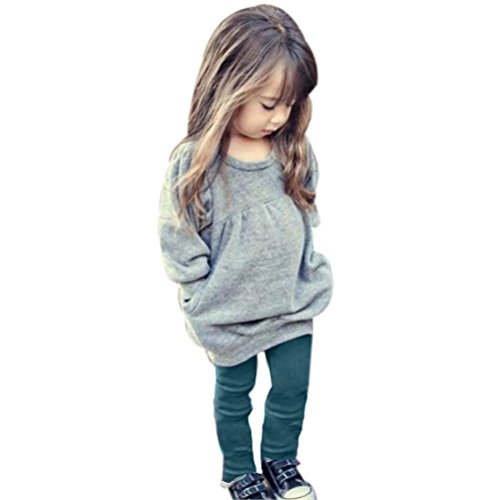 Sagton Toddler Kids Girls Outfit Clothes Warm Long Sleeve T-shirt +Long Pants 1Set