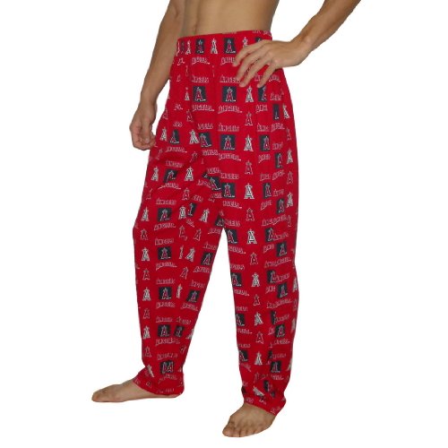 Mens MLB Los Angeles Angels Cotton Thermal Sleepwear / Pajama Pants - Red (Size: M)