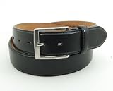 Brand New Mens Black Leather Elegant Formal Dress Belt with Square Silver Buckle