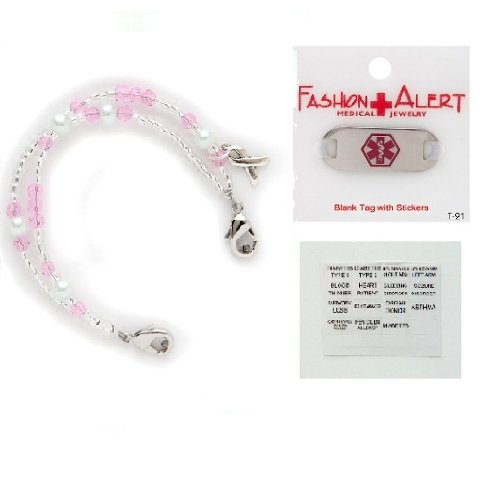 Breast Cancer Awareness Grace Medical Alert Bracelet with