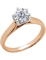 0.90 Ct Round H/I SI1/SI2 Diamond 14K Rose Gold Ring