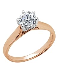 1.00 Ct Round H/I SI1/SI2 Diamond 14K Rose Gold Ring