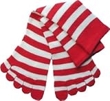 Cotton Socks Feelmax Toe Socks Red/White Stripe Ladies Shoe Size 5 - 8